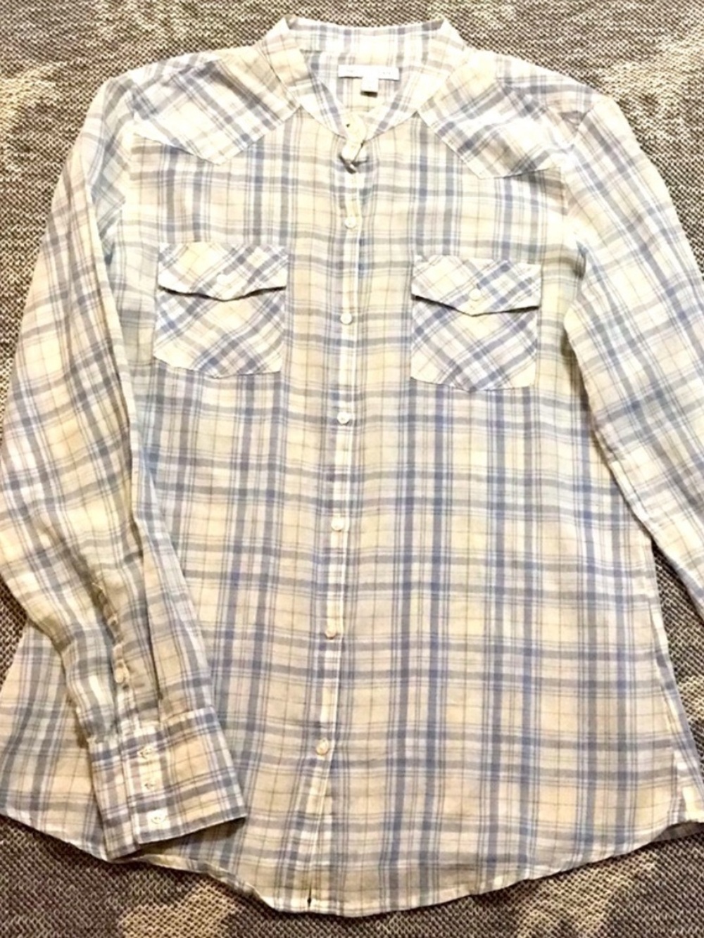 LIKE NEW GAP SEMI-SHEER SUPER LIGHTWEIGHT WESTERN STYLE PLAID SHIRT MEDIUM